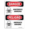 Signmission Safety Sign, OSHA Danger, 24" Height, Rigid Plastic, Anhydrous Ammonia Bilingual Spanish OS-DS-P-1824-VS-1028
